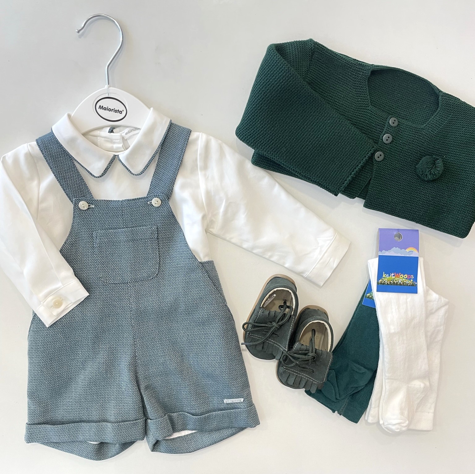 Macacão em calção com camisa - verde