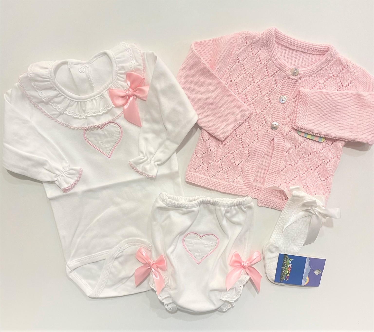 Body de gola com tapa fraldas - Rosa