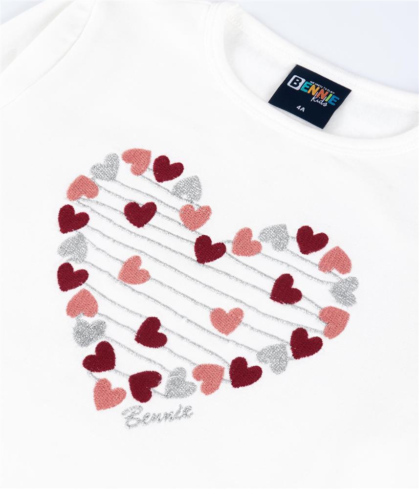 Camisola "Corações" - perola