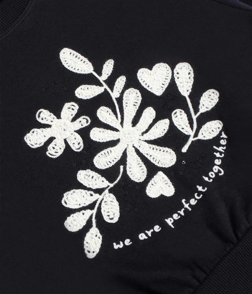 Sweat flores bordada - preta