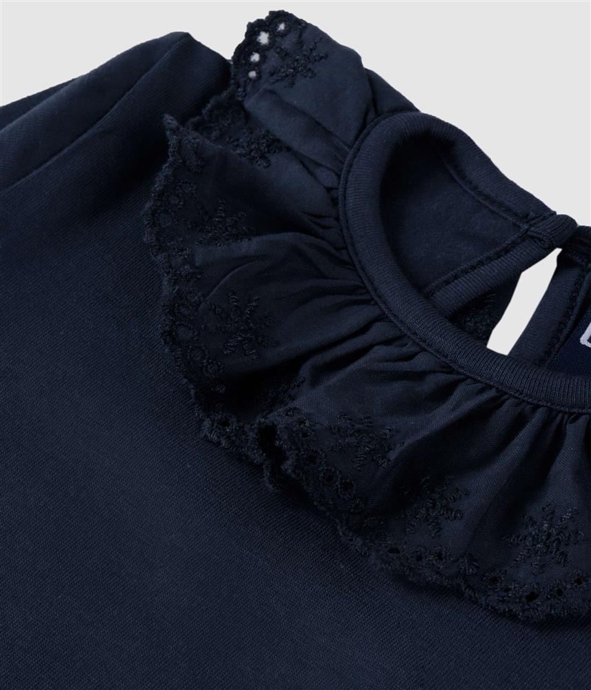 Camisola com gola bordada - Azul-Marinha