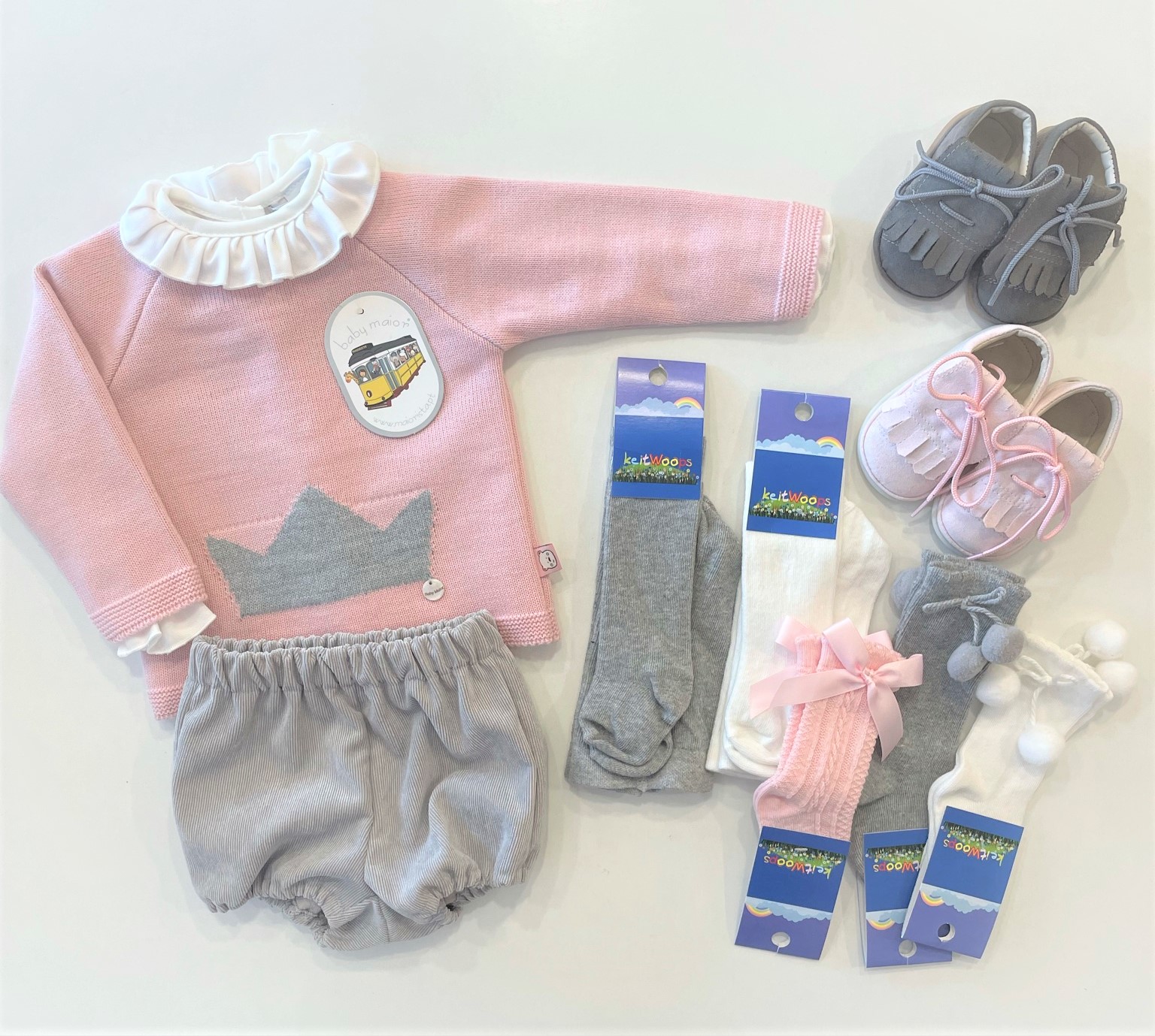 Conjunto de 3 peças "Coroa" - Rosa