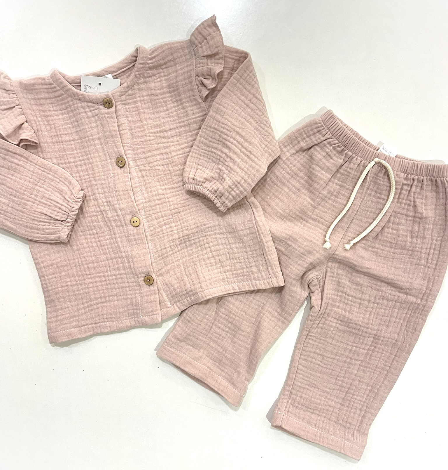 Conjunto de musselina - rosa velho