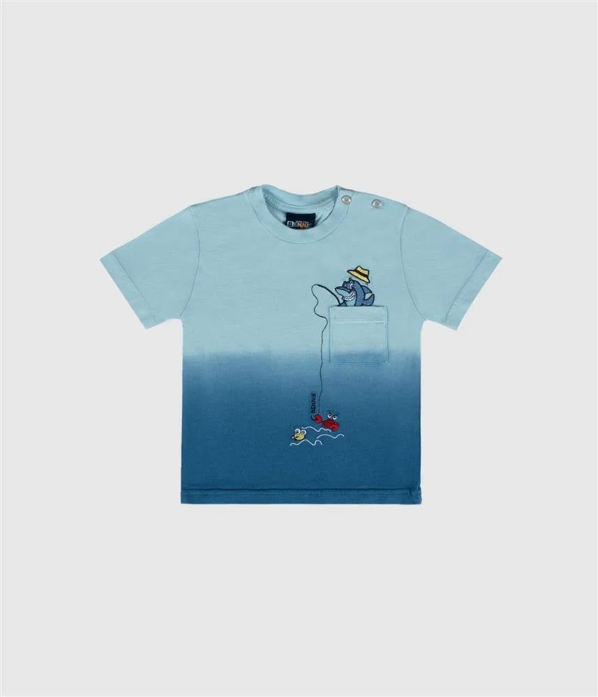T-shit fish degradê - Azul